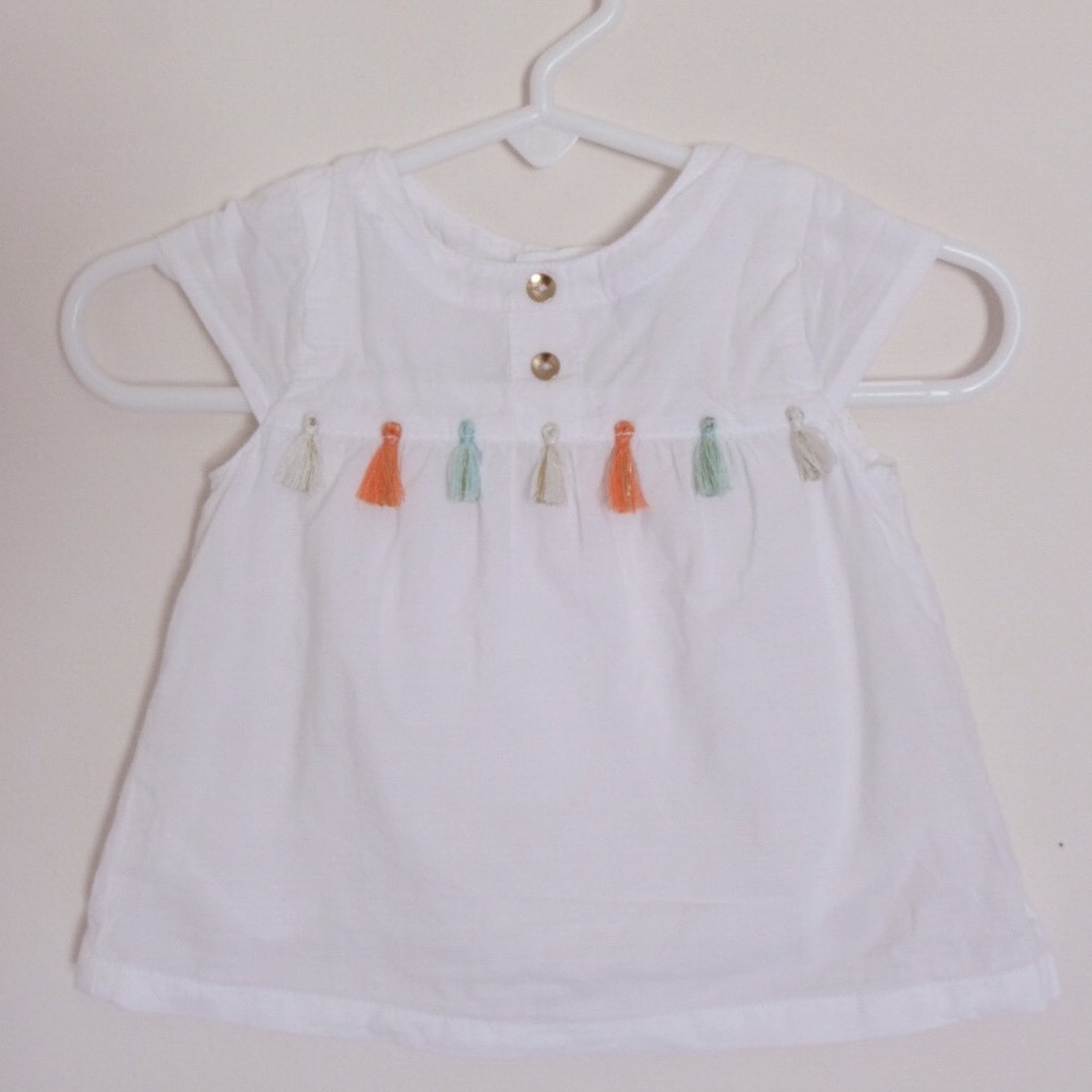 White Spring Tassel Top // 3 months